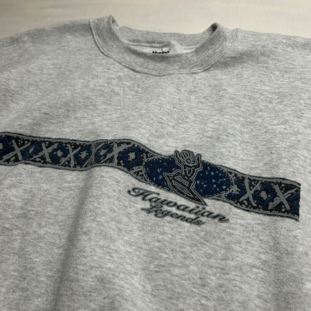 Vintage 90s Large Hawaiian Legends Gray Sweatshirt Pullover Made in USA
